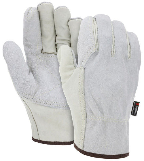 32056DP_ - 32056DPL - 909 - Double palm leather driver gloves pair – MCR Safety Group 32056DP with C grade leather, reinforced index finger, and wing thumb for general work tasks