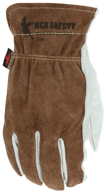 VP3204_ - VP3204L - 30618 - Protective leather work gloves back view – split leather back with Kevlar® stitching and keystone thumb for durability and comfort