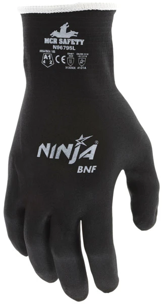N96795_ - N96795L - 162822 - Protective work gloves back view – flexible nylon and spandex shell with Actifresh® treatment provides comfort, dexterity, and extended wear performance