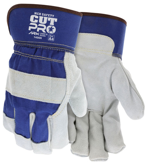 1400H_ - 1400HL - 24422 - Pair of MCR Safety Group 1400H CutPro leather palm work gloves with select split shoulder leather and cut-resistant protection