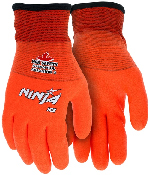 N9690FCO_ - N9690FCOL - 3446 - High visibility insulated work gloves pair – MCR Safety Group N9690FCO with acrylic terry insulation and full HPT coating for wet or dry grip