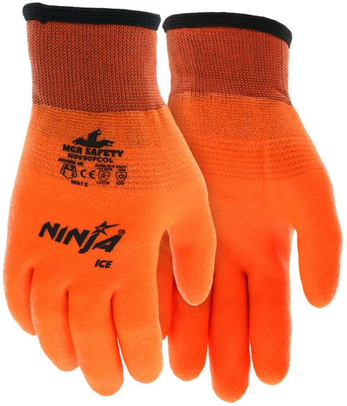 N9690FCO_ - N9690FCOL - 162891 - High visibility insulated work gloves pair – MCR Safety Group N9690FCO with acrylic terry insulation and full HPT coating for wet or dry grip