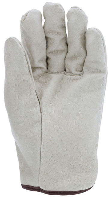 3452_ - 3452L - 28102 - Leather grip gloves palm view – grain pigskin leather enhances durability, flexibility, and grip for material handling in cold environments