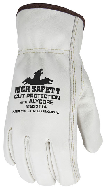 MG3211A_ - MG3211AL - 3191 - Protective cut resistant gloves back view – durable cowhide leather with keystone thumb design for comfort, flexibility, and extended wear