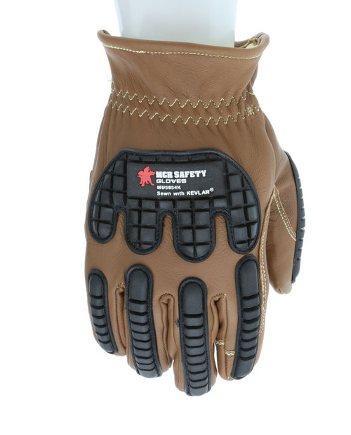36336K - Oil Block Goatskin Leather Drivers Work Gloves TPR Back