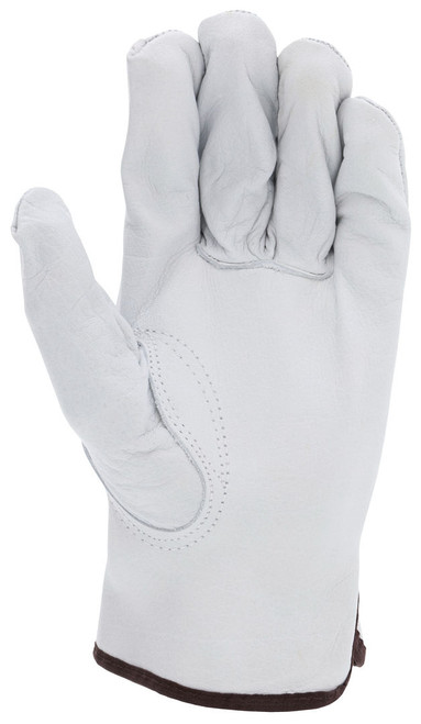 3313_ - 3313L - 26325 - Leather grip gloves palm view – buffalo grain leather enhances abrasion and puncture resistance for material handling applications