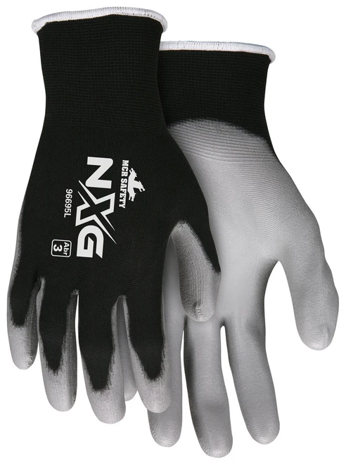 96695_ - 96695L - 2568 - Lightweight coated work gloves pair – MCR Safety Group 96695 with a black nylon shell and polyurethane coating for all-day comfort and handling performance