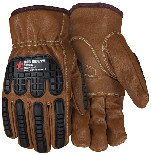 36336K_ - 36336KL - 13259 - Cut resistant gloves pair – MCR Safety Group 36336K with select goatskin leather, Kevlar® aramid liner, and Level 1 back impact protection