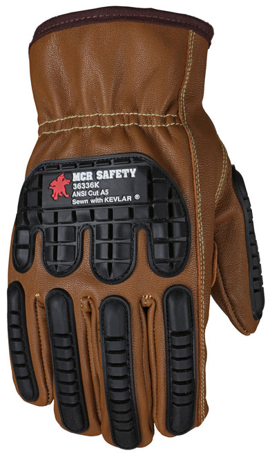 36336 - Oil Block Goatskin Leather Drivers Work Gloves TPR Back