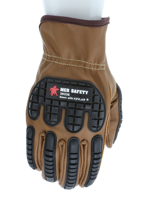 36336K - Oil Block Goatskin Leather Drivers Work Gloves TPR Back