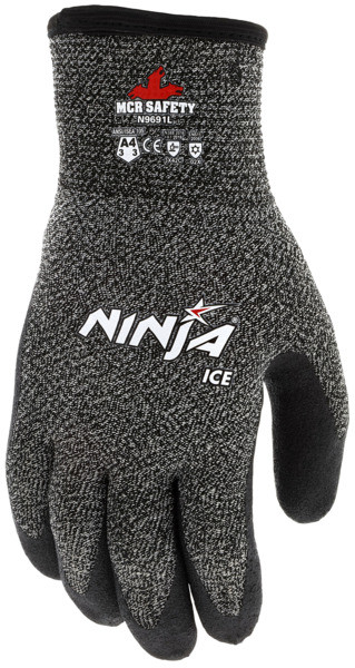 N9691_ - N9691L - 161673 - Protective insulated gloves back view – acrylic terry liner and HyperMax® HPPE shell provide warmth, cut resistance, and all-day comfort