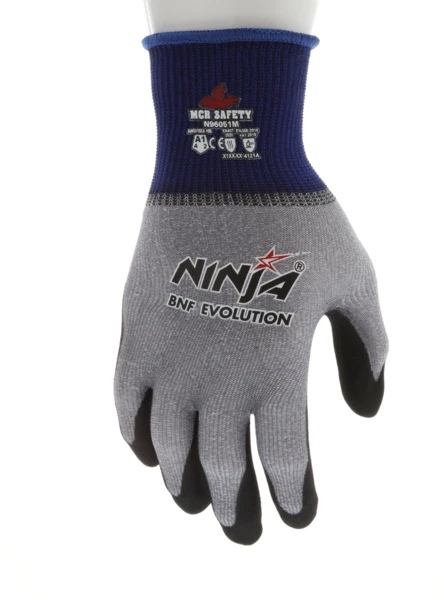 N96051_ - N96051L - 161803 - 360 - Coated work gloves – MCR Safety Group N96051 Ninja® BNF Evolution – 15-gauge Ingenia™ shell with NFT® coated palm and fingertips