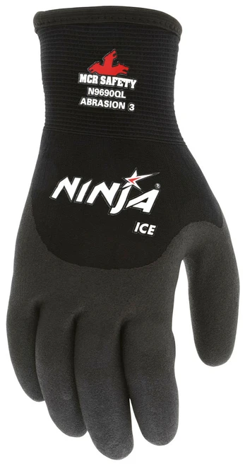 N9690Q_ - N9690QL - 25039 - Protective insulated gloves back view – over-the-knuckle HPT coating and acrylic terry liner provide warmth, flexibility, and extended wear protection