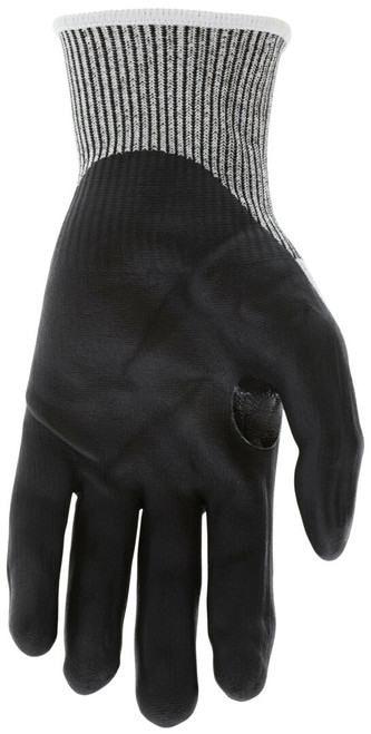 92754BP_ - 92754BPL - 33212 - Palm view 13-gauge gloves with black bi-polymer coated palm and fingertips, reinforced thumb crotch, cut-resistant and abrasion protection