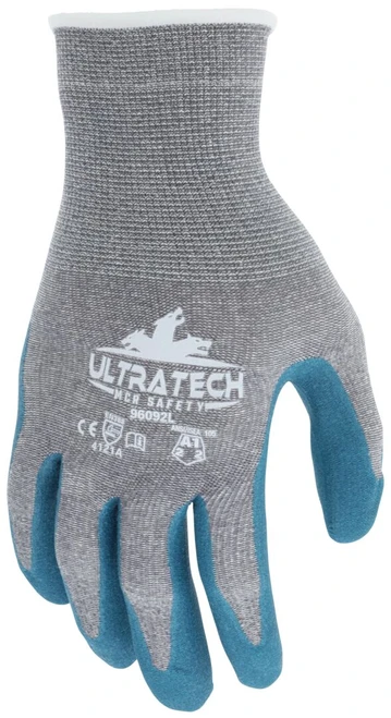 96092_ - 96092L - 40756 - Protective work gloves back view – 15-gauge recycled polyester and cotton shell provides lightweight comfort, flexibility, and sustainable performance
