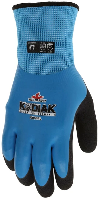 K9697_ - K9697L - 130185 - Protective insulated gloves back view – dual-layer acrylic terry and polyester shell construction provides warmth, flexibility, and comfort