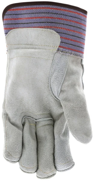 16090_ - 16090L - 136937 - Leather grip gloves palm view – double palm split leather enhances abrasion resistance and grip for heavy-duty material handling applications