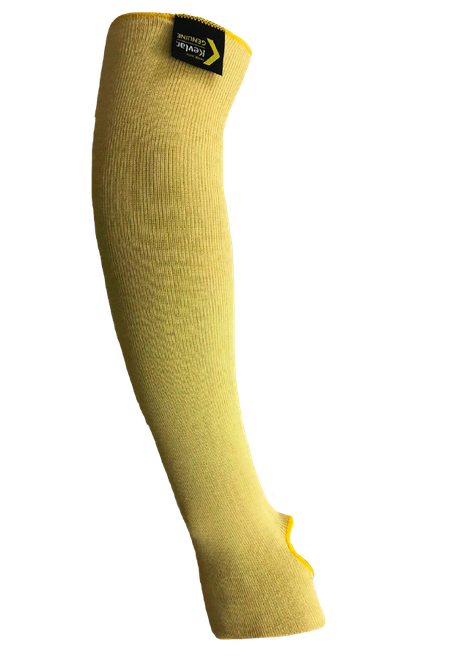 GS-531 - Manga tejida tipo tubo doble de Kevlar®, color amarillo, con orificio para sujeción en dedo pulgar