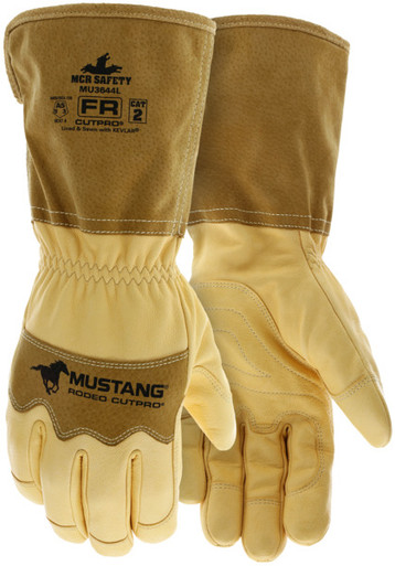 MU3644 - Leather Utility Work Gloves with Extended Bell Cuff