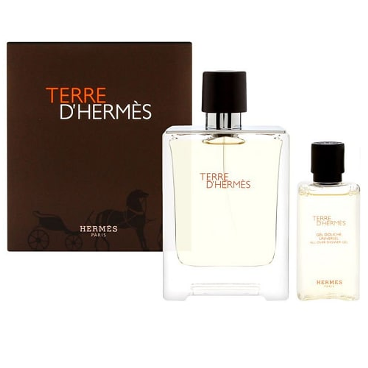 Terre D'Hermes Eau de Toilette + Hermes Gel Set for men. Price