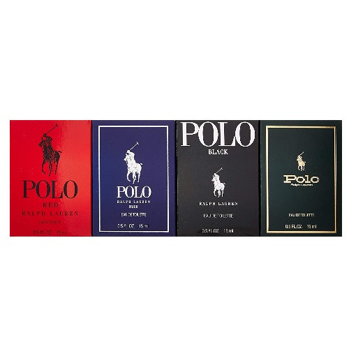 Polo by Ralph Lauren 4pc Mini Set 0.5 oz Polo Red + Blue + Black + Green for Men