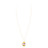 Sweet Spring Enamel Easter Egg Locket Pendant Necklace - Multi