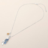 Sandy Toes Teardrop Flip Flop Charm Pendant Necklace - Blue