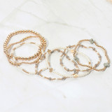 Modern Faith 7PCS Cross Pearl Metal Ball Beaded Stretch Multi Layered Bracelet  - Gray