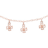 Golden Devotion Cross Pendant Drop Dangle Collar Necklace - Rose Gold