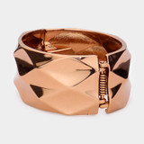 Classic Confidence Metal Hinged Bangle Bracelet - Copper