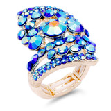 Glam Pop Bubble Stone Cluster Stretch Ring - AB Blue