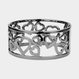 Forever Love Hinged Heart Metal Bangle Bracelet - Black Hematite