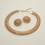 Vivid Luster Bling Studded Statement Necklace - Lt Topaz