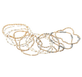 Adorned Pearl Faceted Beads Stretch Bracelet Gray