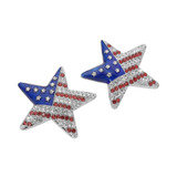 Glam Sparkle American USA Flag Rhinestone Studded Star Earrings