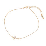 Exquisite Faith Stone Pave Cross Charm Accent Anklet
