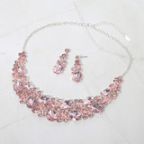 Botanical Beauty Teardrop Stone Cluster Leaf Branch Embellished Evening Necklace