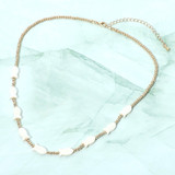 Shoreline Glow Mother of Pearl Fish Charm Beaded Necklace