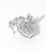 Stiletto Sparkle Rhinestone Flower High Heel Stretch Ring -  Clear Silver