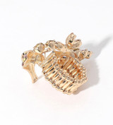 Stiletto Sparkle Rhinestone Flower High Heel Stretch Ring -  Pink/Green