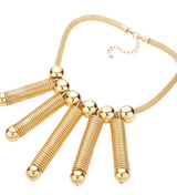 Eclipse Coil Metal Spring Abstract Necklace - Gold