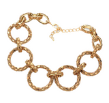 Celeste Circle Baguette Stone Embellished Bling O Ring Link Necklace - Gold