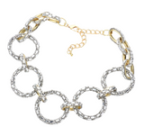 Celeste Circle Baguette Stone Embellished Bling O Ring Link Necklace -  Gold