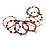 Lucky Spirit Metal Dolphin Elephant Heart Butterfly Charms Layered Stretch Bracelet - Red/Multi