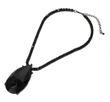 Bling Majesty Oversize Teardrop Glass Stone Bling Studded Chain Necklace - Black