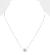 Golden Glow Gold Dipped CZ Pendant Necklace - Rhodium Silver