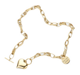 Heart Script Metal Heart Pendant Message Live Your Dream Toggle Necklace - Rhodium