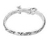 Faithful Words Lords Prayer Message Religious Charms Stretch Bracelet - Antique Silver