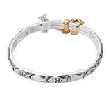 Faithful Words Lords Prayer Message Religious Charms Stretch Bracelet - Three Tone