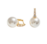 Pearl Prism 14K Gold Dipped Stone Paved Tip Huggie Hoop Earrings - Gold